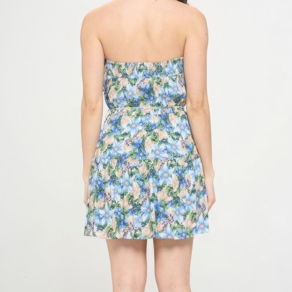 Berry Flower Ruffle Tube Top Mini Dress - Picture 5 of 5